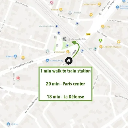 1min Rer A - T2 Renove & Equipe - 20min Paris Maisons-Laffitte